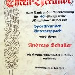 Urkunde 40 Jahre